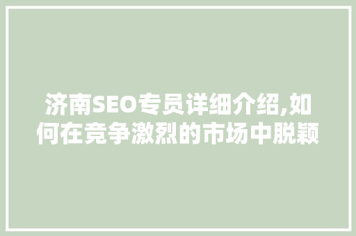 济南SEO专员详细介绍,如何在竞争激烈的市场中脱颖而出