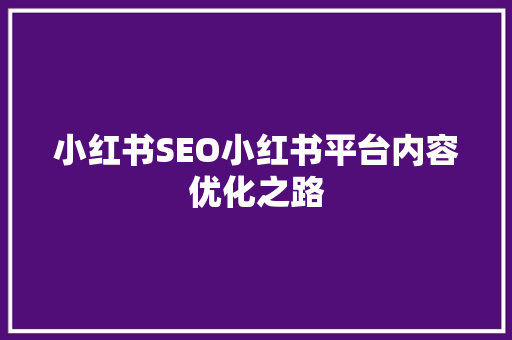 小红书SEO小红书平台内容优化之路
