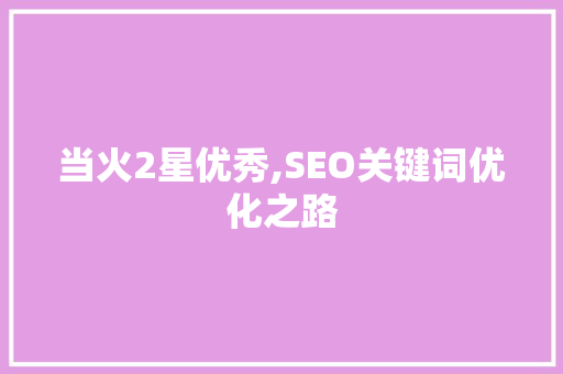 当火2星优秀,SEO关键词优化之路