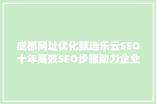 成都网址优化甄选乐云SEO十年高效SEO步骤助力企业腾飞