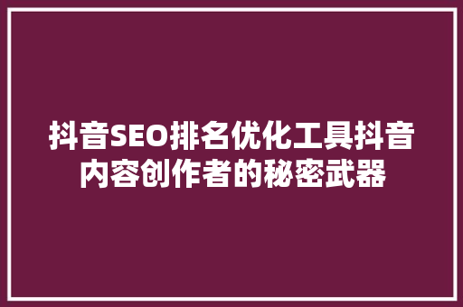 抖音SEO排名优化工具抖音内容创作者的秘密武器
