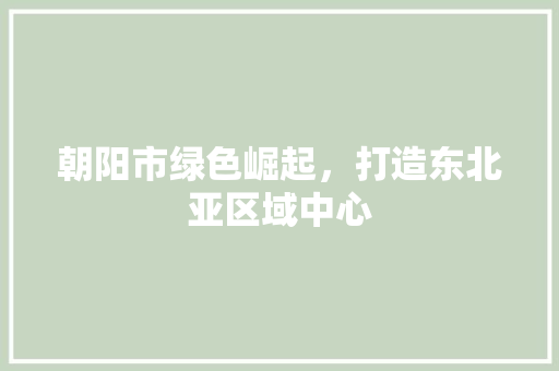 朝阳市绿色崛起，打造东北亚区域中心