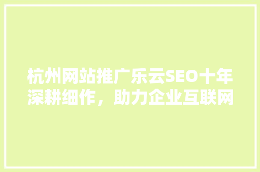 杭州网站推广乐云SEO十年深耕细作，助力企业互联网之路