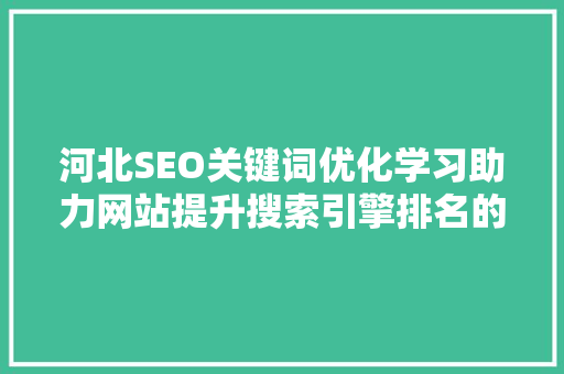 河北SEO关键词优化学习助力网站提升搜索引擎排名的方法
