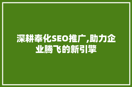 深耕奉化SEO推广,助力企业腾飞的新引擎