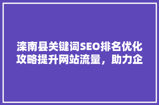 滦南县关键词SEO排名优化攻略提升网站流量，助力企业腾飞