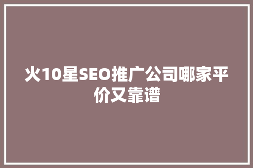 火10星SEO推广公司哪家平价又靠谱