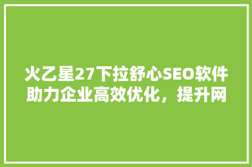 火乙星27下拉舒心SEO软件助力企业高效优化，提升网站排名