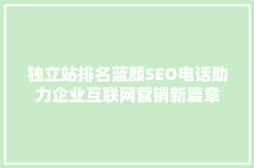 独立站排名蓝颜SEO电话助力企业互联网营销新篇章