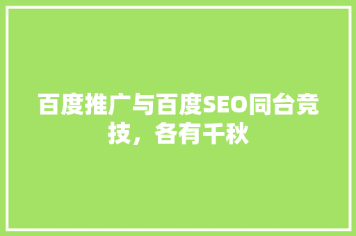 百度推广与百度SEO同台竞技，各有千秋
