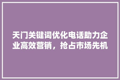 天门关键词优化电话助力企业高效营销，抢占市场先机_天门关键词优化电话