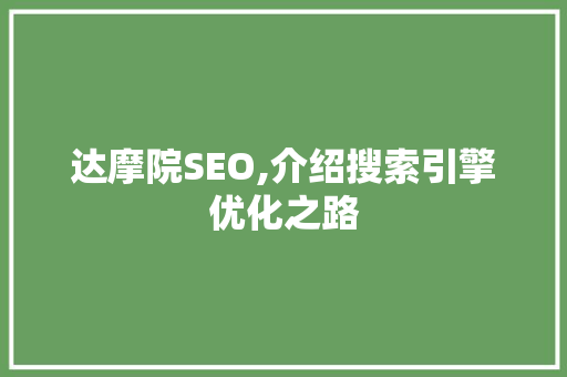 达摩院SEO,介绍搜索引擎优化之路