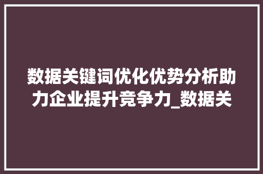 数据关键词优化优势分析助力企业提升竞争力_数据关键词优化优势分析