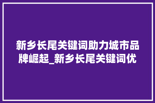 新乡长尾关键词助力城市品牌崛起_新乡长尾关键词优化