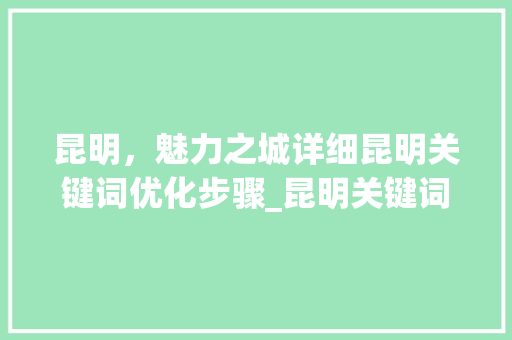 昆明，魅力之城详细昆明关键词优化步骤_昆明关键词优化步骤