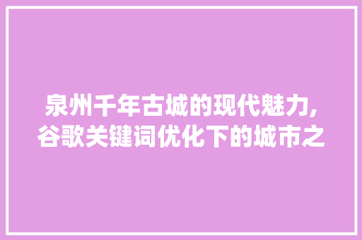 泉州千年古城的现代魅力,谷歌关键词优化下的城市之光_泉州谷歌关键词优化