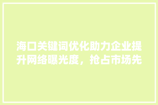海口关键词优化助力企业提升网络曝光度，抢占市场先机_海口关键词优化收费