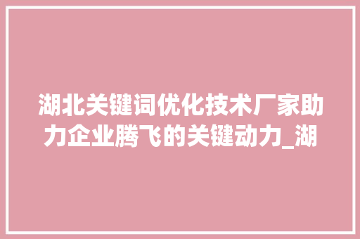 湖北关键词优化技术厂家助力企业腾飞的关键动力_湖北关键词优化技术厂家