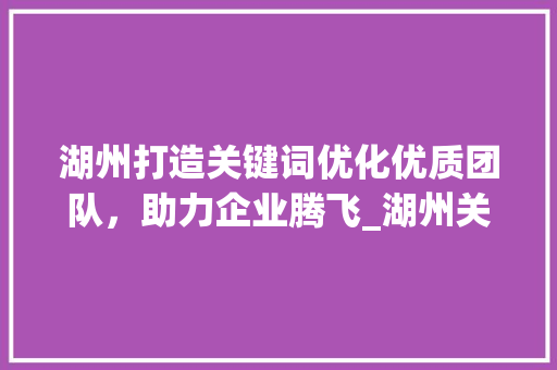 湖州打造关键词优化优质团队，助力企业腾飞_湖州关键词优化优质团队