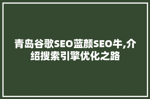 青岛谷歌SEO蓝颜SEO牛,介绍搜索引擎优化之路
