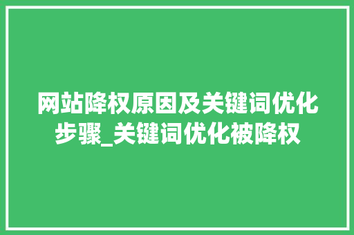 网站降权原因及关键词优化步骤_关键词优化被降权