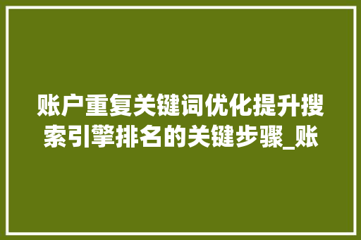 账户重复关键词优化提升搜索引擎排名的关键步骤_账户重复关键词优化