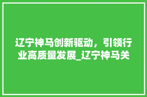 辽宁神马创新驱动，引领行业高质量发展_辽宁神马关键词优化