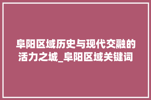 阜阳区域历史与现代交融的活力之城_阜阳区域关键词优化