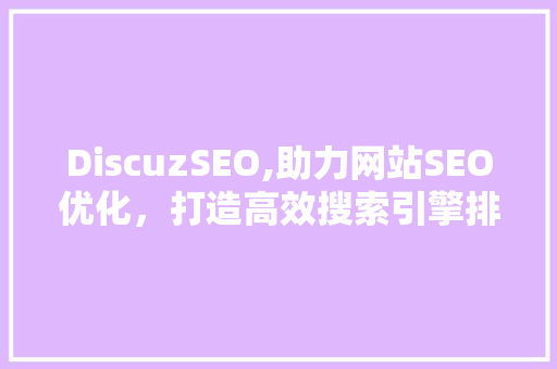 DiscuzSEO,助力网站SEO优化，打造高效搜索引擎排名