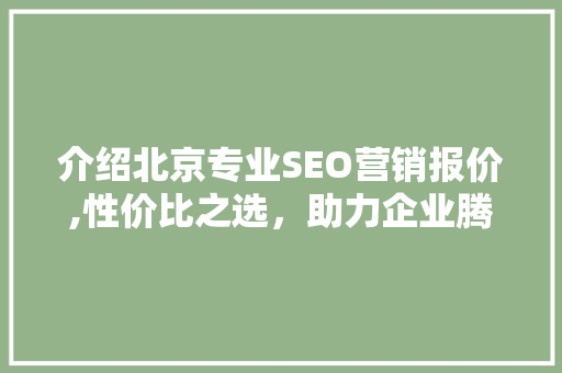 介绍北京专业SEO营销报价,性价比之选，助力企业腾飞
