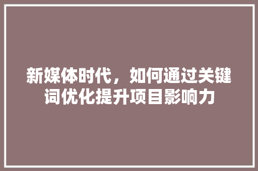 新媒体时代，如何通过关键词优化提升项目影响力
