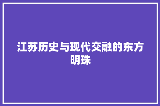 江苏历史与现代交融的东方明珠