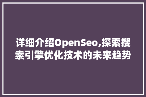 详细介绍OpenSeo,探索搜索引擎优化技术的未来趋势