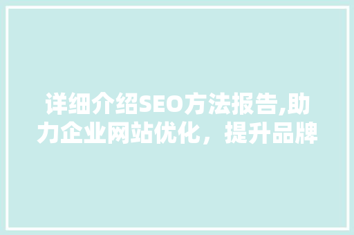 详细介绍SEO方法报告,助力企业网站优化，提升品牌竞争力