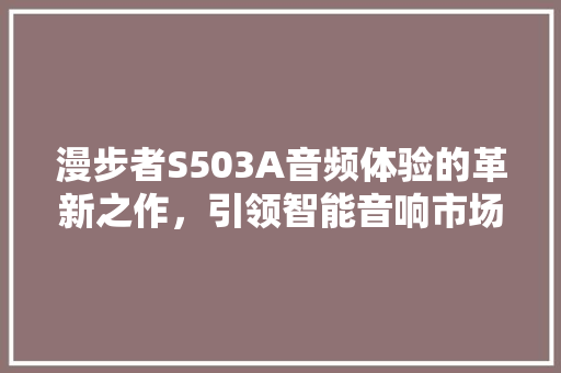 漫步者S503A音频体验的革新之作，引领智能音响市场新潮流