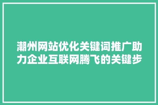 潮州网站优化关键词推广助力企业互联网腾飞的关键步骤