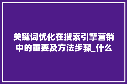 关键词优化在搜索引擎营销中的重要及方法步骤_什么市关键词优化