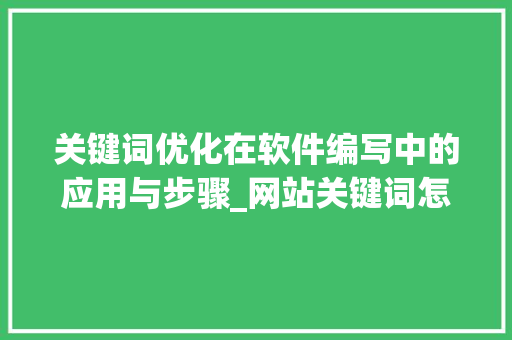 关键词优化在软件编写中的应用与步骤_网站关键词怎样优化软件