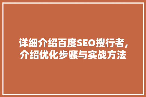 详细介绍百度SEO搜行者,介绍优化步骤与实战方法