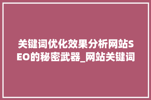 关键词优化效果分析网站SEO的秘密武器_网站关键词优化效果分析
