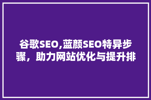 谷歌SEO,蓝颜SEO特异步骤，助力网站优化与提升排名