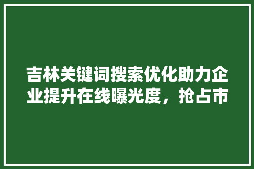 吉林关键词搜索优化助力企业提升在线曝光度，抢占市场先机_吉林关键词搜索优化收费
