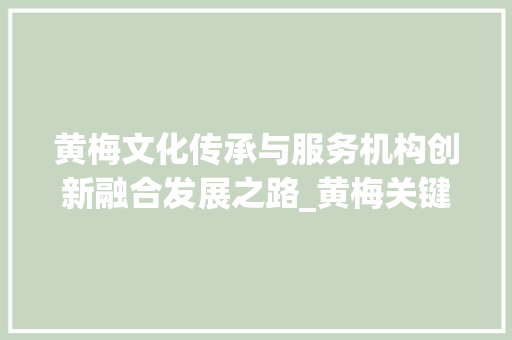 黄梅文化传承与服务机构创新融合发展之路_黄梅关键词优化服务机构