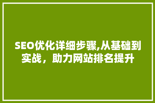 SEO优化详细步骤,从基础到实战，助力网站排名提升