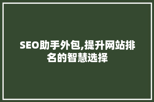SEO助手外包,提升网站排名的智慧选择
