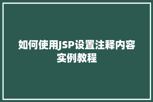 如何使用JSP设置注释内容实例教程