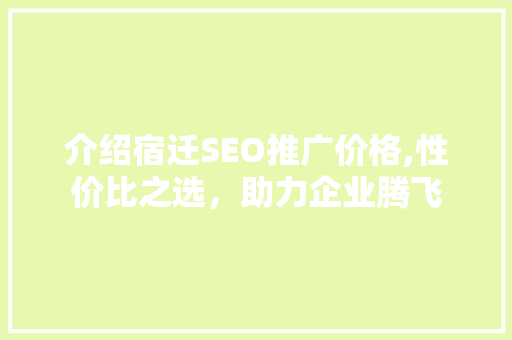 介绍宿迁SEO推广价格,性价比之选，助力企业腾飞