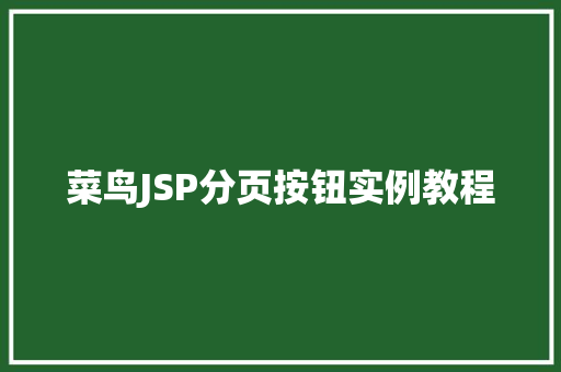 菜鸟JSP分页按钮实例教程