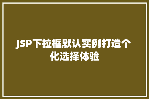 JSP下拉框默认实例打造个化选择体验