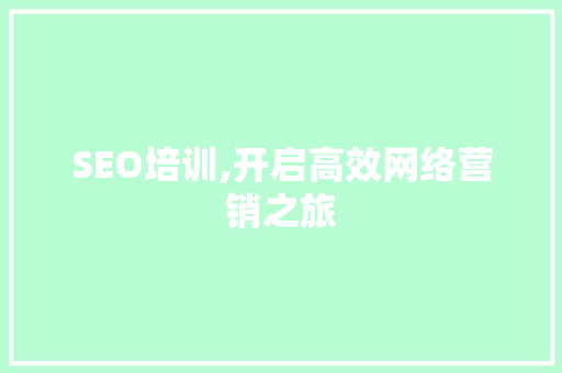 SEO培训,开启高效网络营销之旅